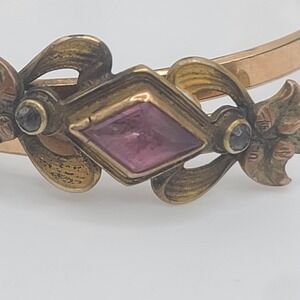 Vintage‎ Expanding Bracelet Pink Gold Tone Size 6